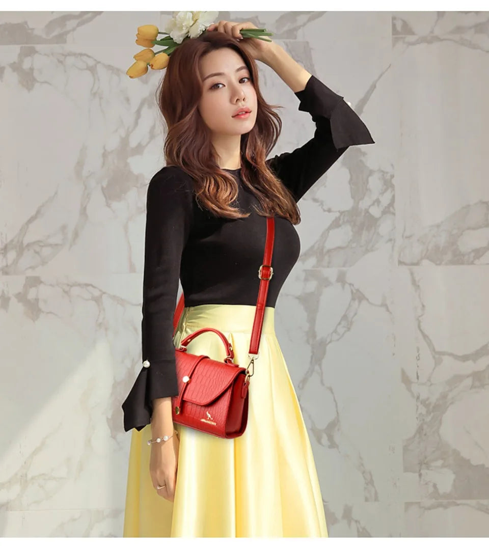 Premium Leather Crossbody Bags for Women Female Shoulder Messenger Bags Luxury Designer Handbags and Purses