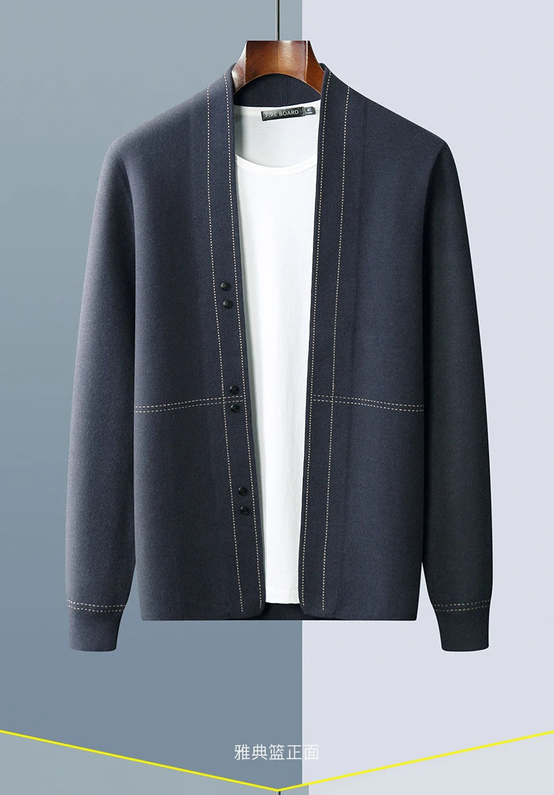 Fall/Winter New Men's Wool Cardigan Jacket Knitted Outer Cashmere Sweater Men's Wear