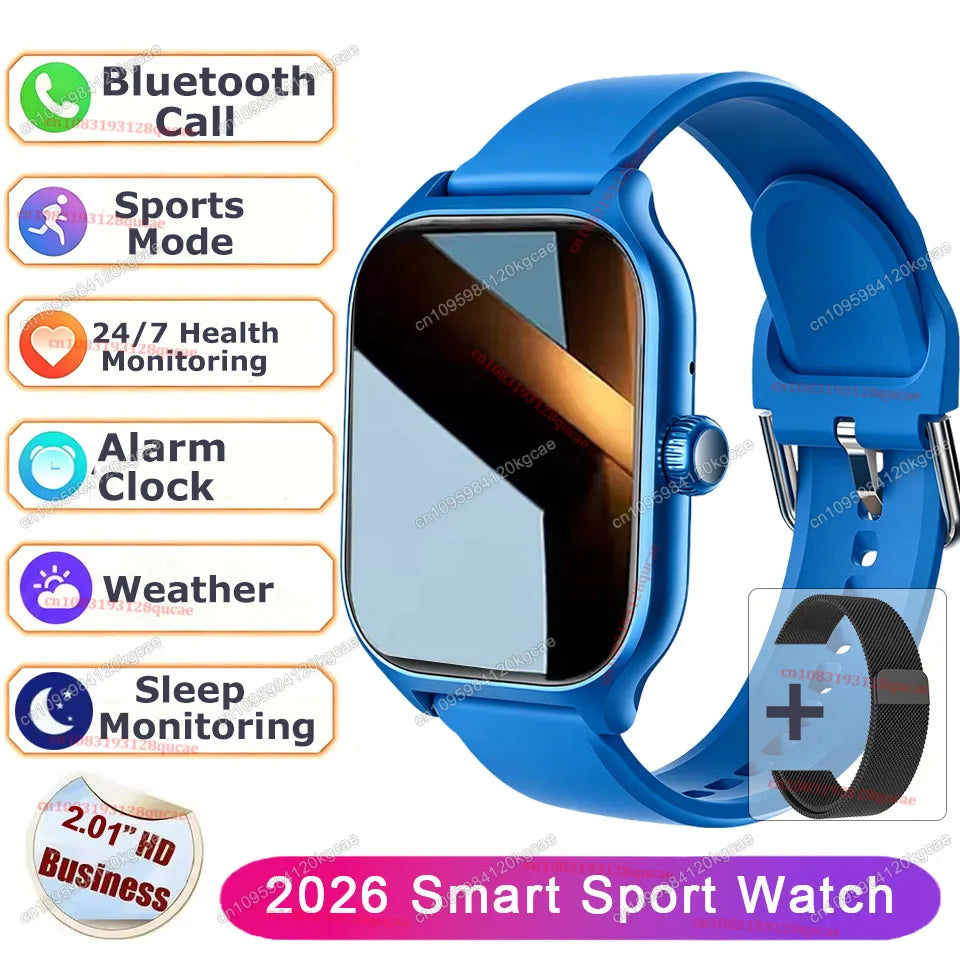 2026 New Smart Watch 2.01'' HD Display Answer Make Call Message Preview Sport Modes DIY Dial Weather Forecast For Men Women HW12