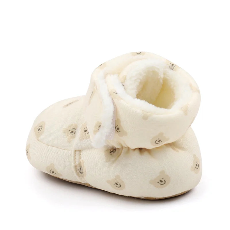 2024 Winter Baby Boots, Infant Girls Boys Warm Fashion Solid Shoes with Fuzzy Balls First Walkers Kid Shoes 0-18M High Quality