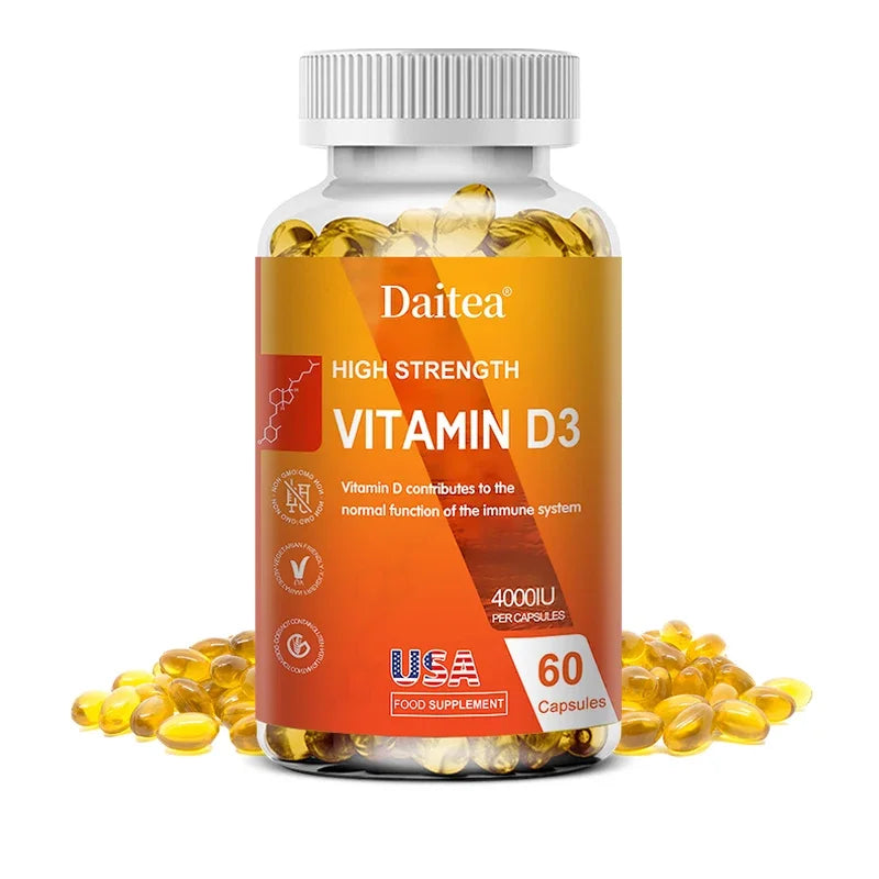 Vitamin D3 Capsules 4000IU Provide Immune, Bone Support, Promote Calcium Absorption, Promotes Muscle Health, Nervous System