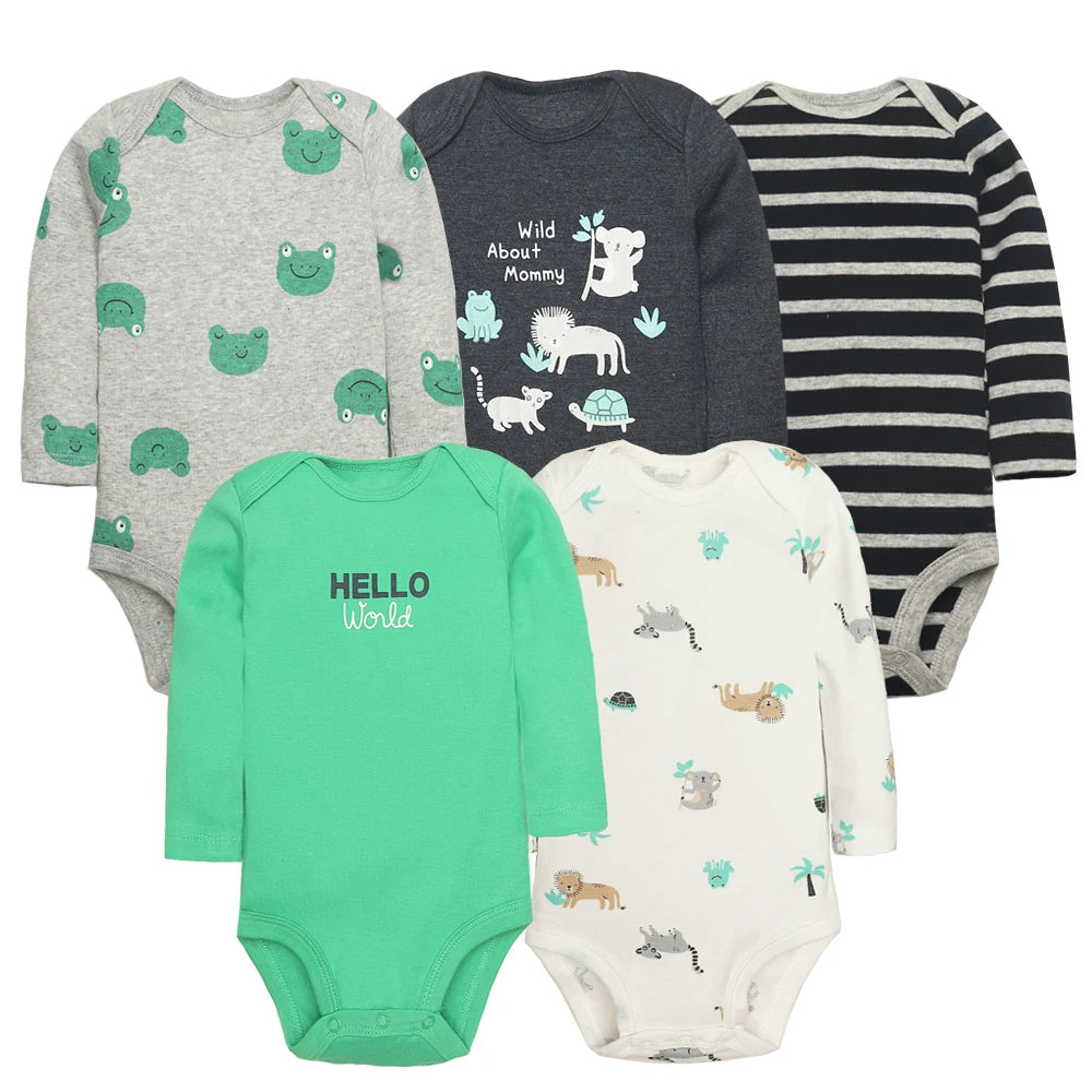 Mono Unisex para bebé niña, paquete de 5 monos de algodón para bebé recién nacido, Ropa para bebé, Ropa Infantil de dibujos animados, Ropa para bebé 2022