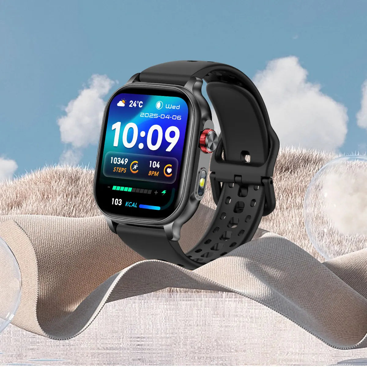 LIGE New Smart Watch Men Women 1400mAh Ultra Battery 2.01Inch HD Screen LED Flashlight IP68 Waterproof Bluetooth Call SmartWatch