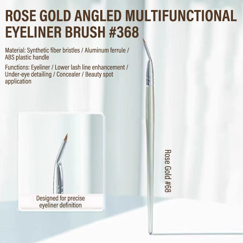 7 Pcs Professional Eye Makeup Brush Set, Bent Angled Eyeliner & Concealer Brush, Under Eye Aegyo Sal Tear Trough Shadow Tool