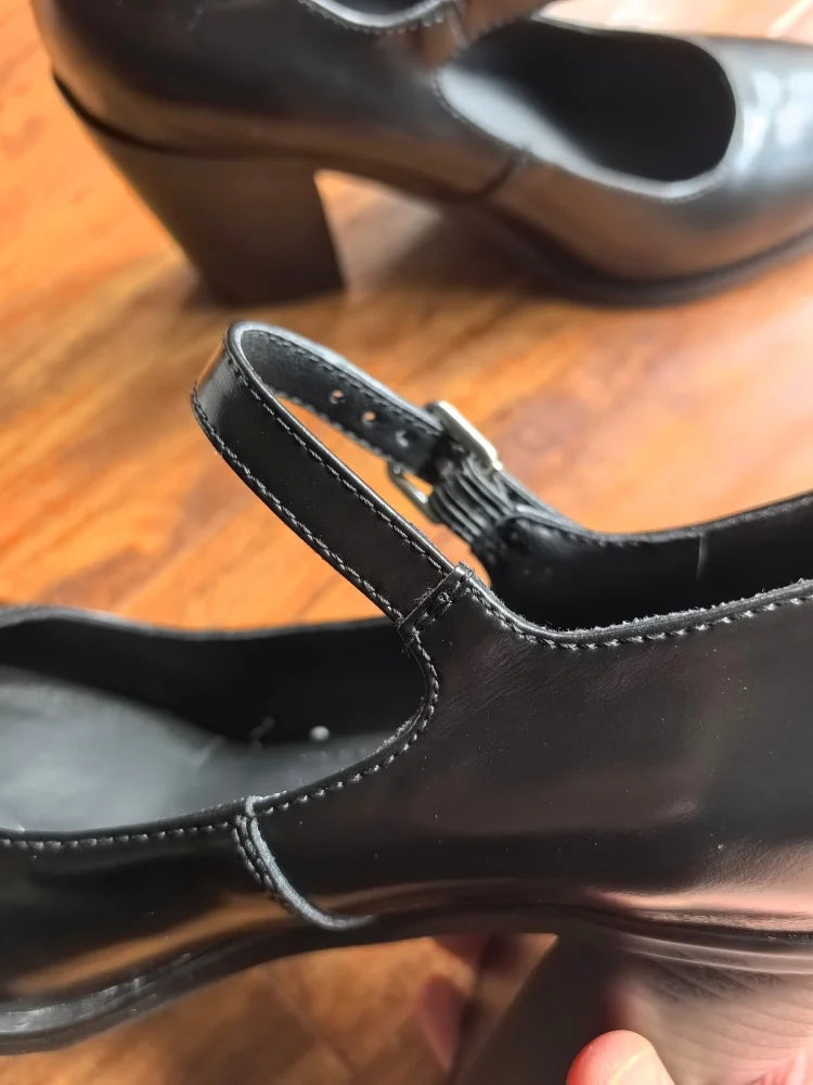 MKKHOU Fashion Pumps New High Quality Genuine Leather Pointed High Heels Mary Jane Shoes Women's Heels Leather Shoes Women Shoes