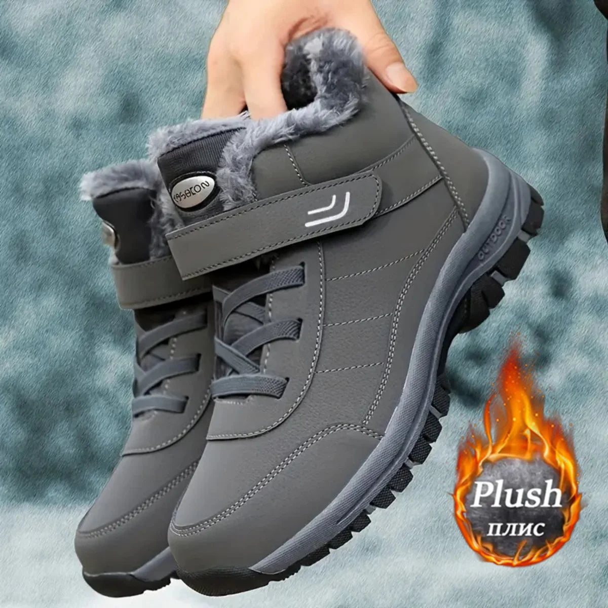 Fleece-Lined Warm Winter Snow Boots, Anti-Slip Shock-Absorbing, Stain-Resistant, Stylish Versatile Unisex Casual Shoes