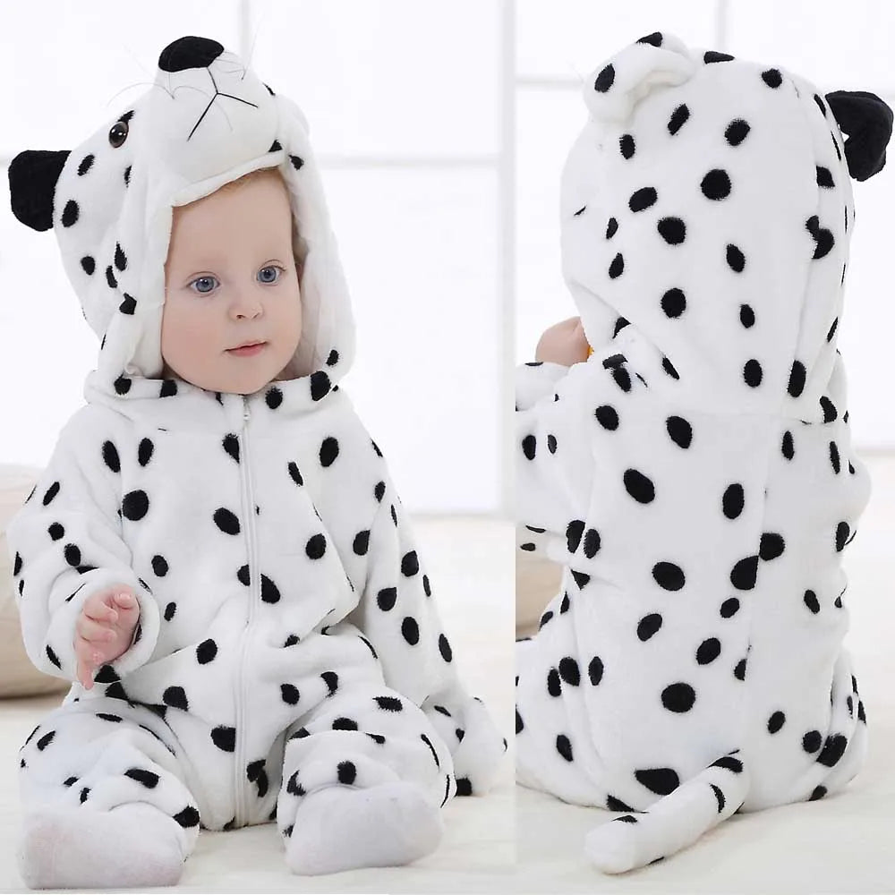 Kigurumi Baby Romper for Boys 0 to 3 6 9 12 18 24 Months Tiger Rabbit 2024 Winter Warm Newborn Kids Girl Jumpsuit Zipper Clothes