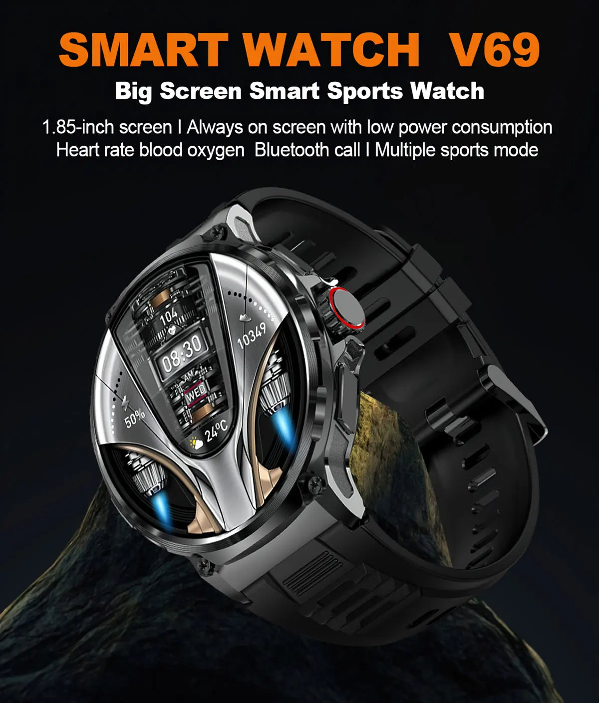 2024 New 1.85 " HD Bluetooth Call Smart Watch Men Sports Fitness Watches Heart Monitor 710mAh Smartwatch Men For XIAOMI Android