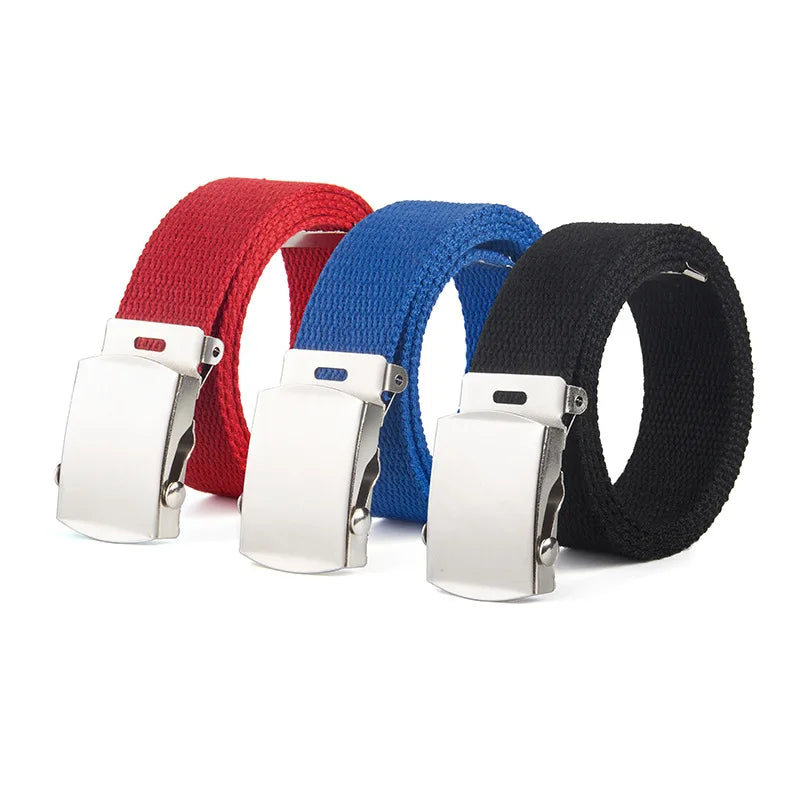 Cinturones de lona de alta calidad para hombre y mujer, 2,5 cm, diseño de lujo, cinturón vaquero para adiestramiento al aire libre, 80-120cm