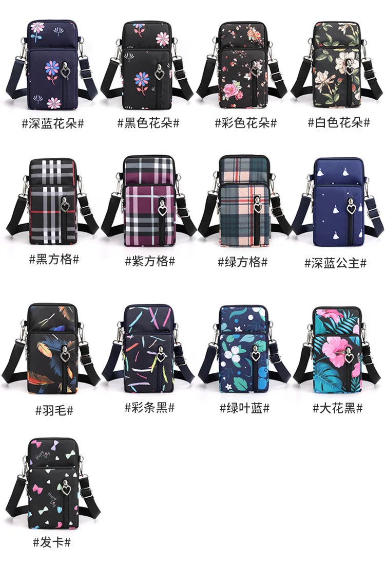 Waterproof Nylon Mobile Phone Versatile Mini Bag Purses Women's Shoulder Cross Body Messenger Bag
