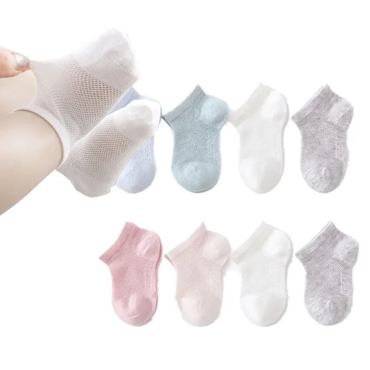 3 pares de calcetines de verano para bebé, calcetín corto tobillero de malla de Color sólido para niño pequeño, calcetín elástico fino suave transpirable para niña
