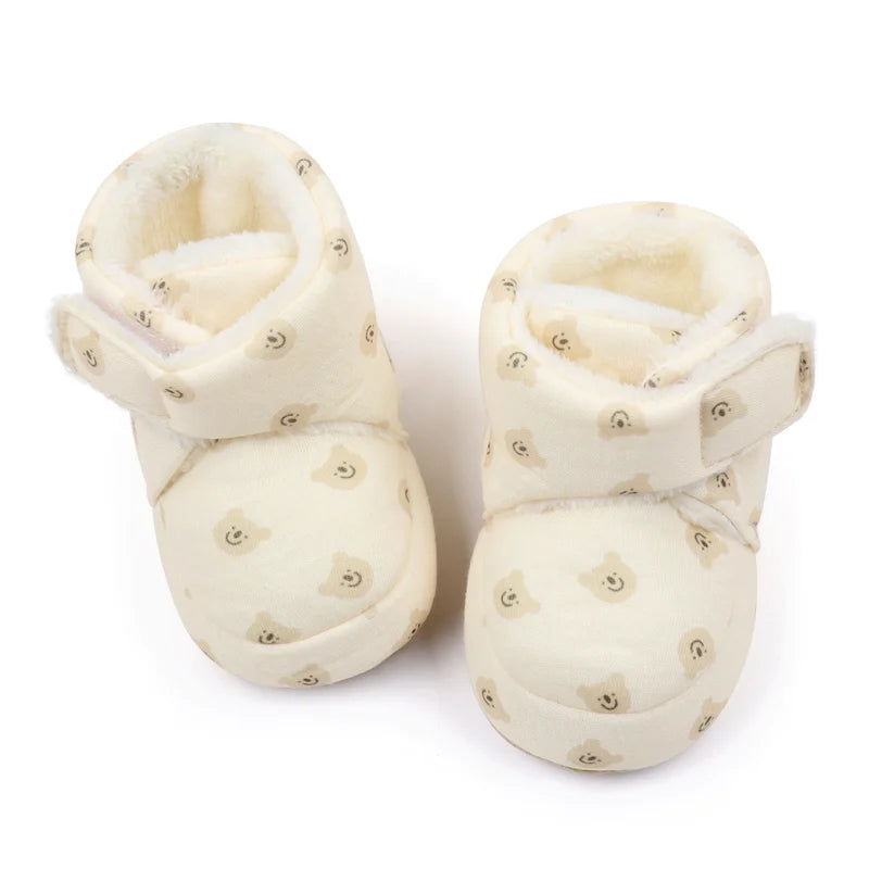 2024 Winter Baby Boots, Infant Girls Boys Warm Fashion Solid Shoes with Fuzzy Balls First Walkers Kid Shoes 0-18M High Quality