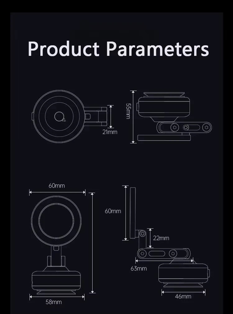 Magnetic Car Phone Holder 360° Rotating Folding Electric Vacuum Suction for Car Navigation Gym Kitchen Streaming Bracket