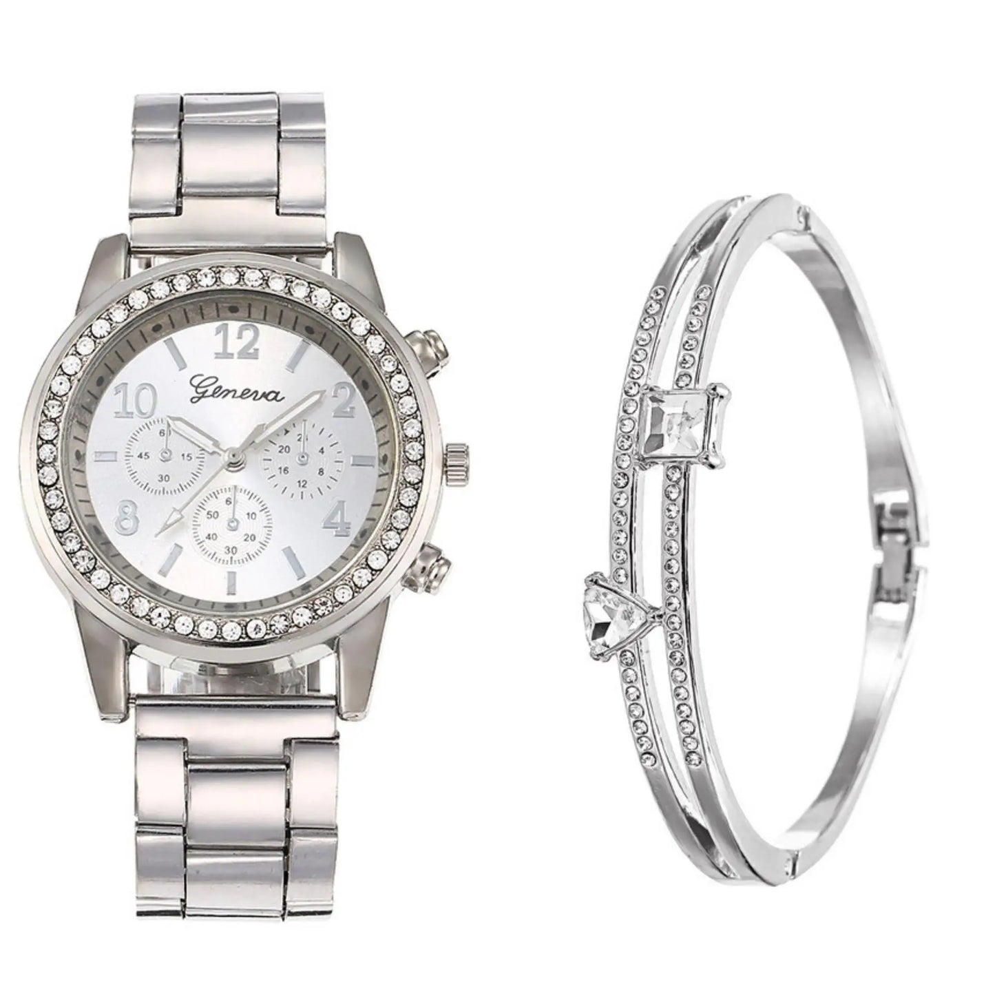 Women Gift Set, Luxury Commerce Steel Strap, Fashion Hundred Quartz Watch, Bracelet, Two Pieces, Suitable as Gift 2