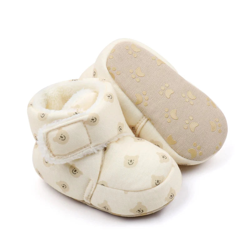 2024 Winter Baby Boots, Infant Girls Boys Warm Fashion Solid Shoes with Fuzzy Balls First Walkers Kid Shoes 0-18M High Quality