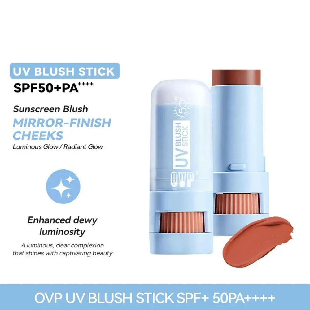 Matte Blush Stick with Natural Satin Finish Offers 5 Color Shades Moderate Coverage Long-lasting Nourishing Skin Care Makeup