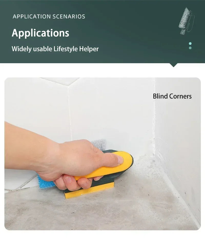 3-In-1 Multi-Function Cleaning Brush Hard Bristle Scrub Brush With Gap Brush T-Handle Grout Cleaner For Bathroom Kitchen Window