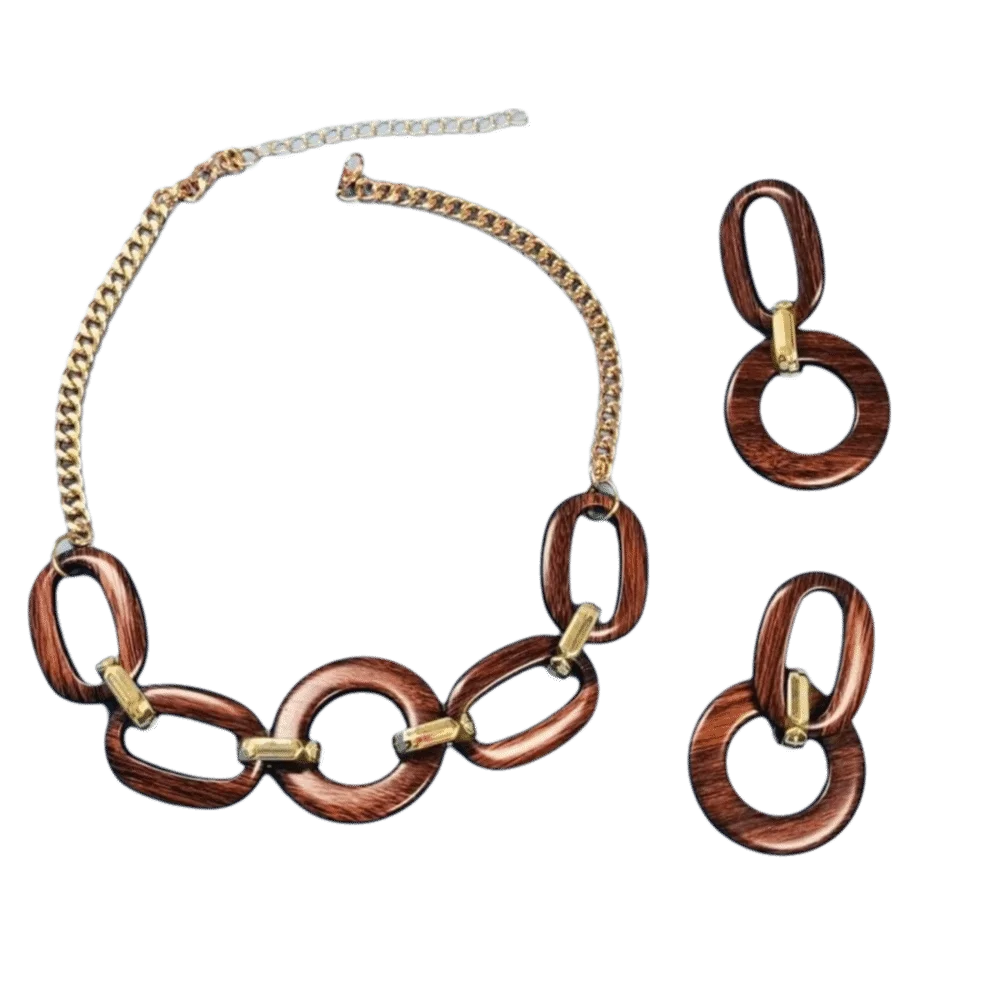 Geometric Acrylic Jewelry Set Round Design Exaggerated Choker Earrings Set Oval Link Lightweight Necklace Set Party Wear