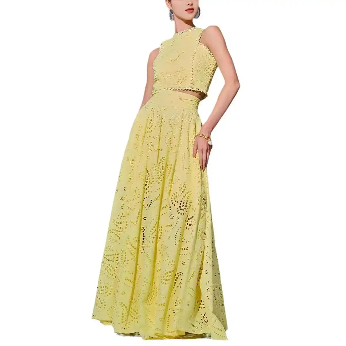 Casual Summer Spring Svel Long Dr Two Piece Set Women's Loose Holiday Sle Top And Skirt Ensemble Faionable Outfit