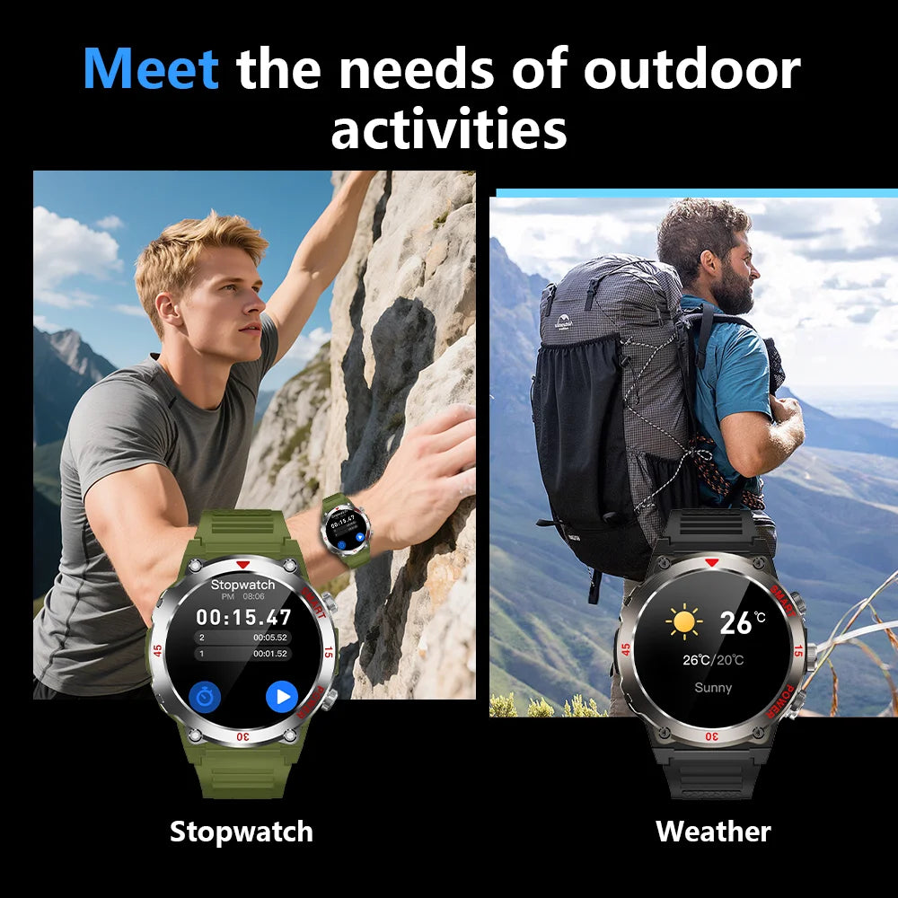 Smart Watch Men Women 1.52" Always-On Display Step Counter Magnetic Charging Bluetooth Call Fitness Tracker Multisport Modes