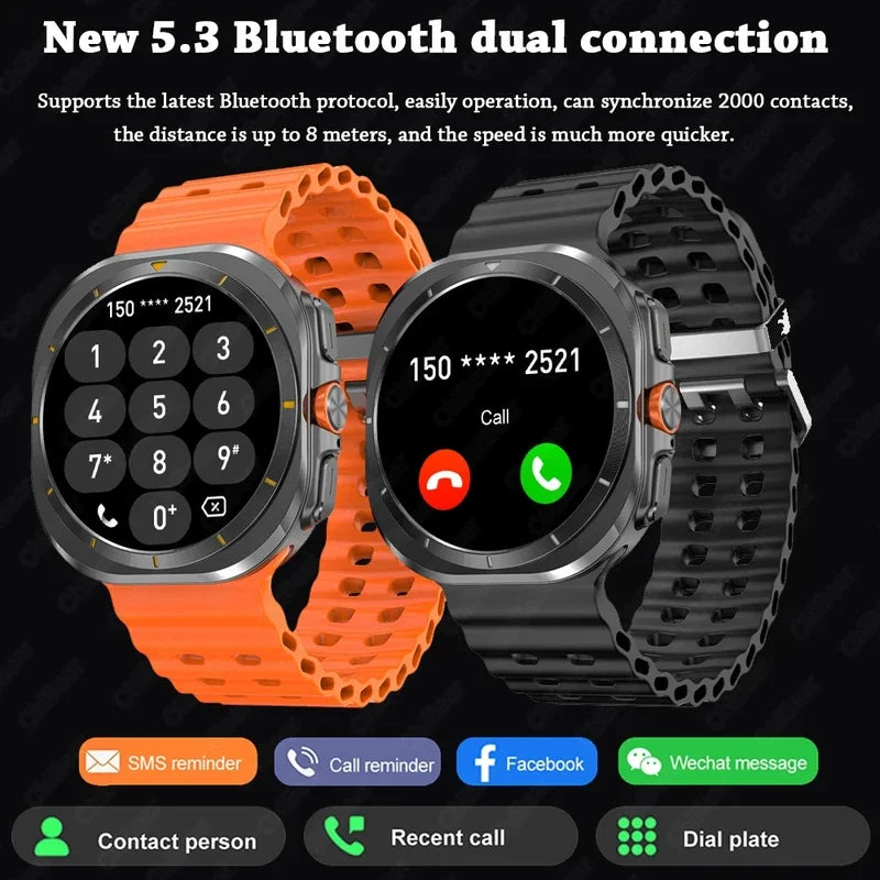 For Galaxy Watch 7 Ultra Smart Watch Men Compass 4GB RAM MP4 Video Player Heart Rate Watches Outdoor Sports BT Call Smartwatch