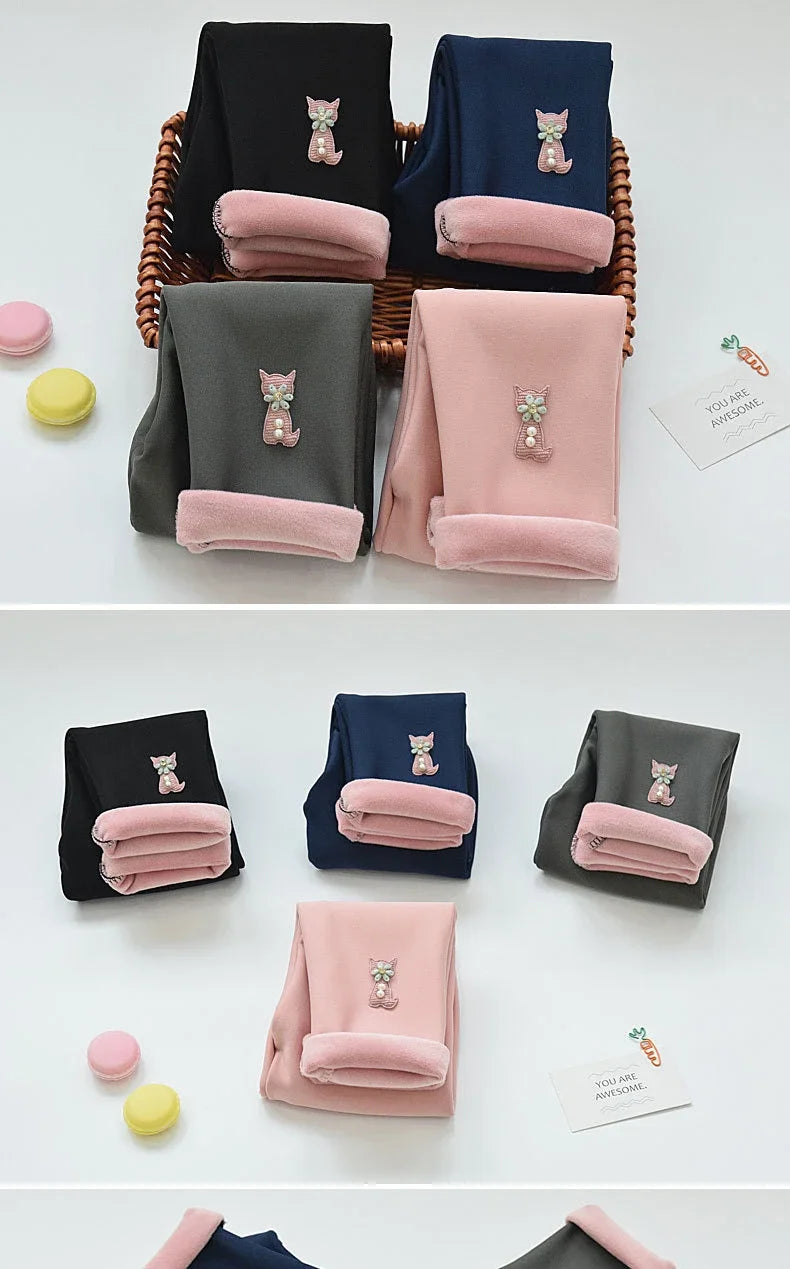 Kids Fleece-Lined Leggings - Thick Warm Pants for Girls, Winter Thermal Tights & Children's Bottoms Girls Leggings