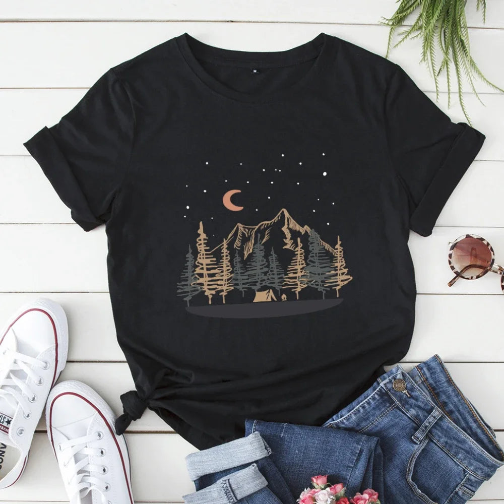 Oversized Women Tops 2024 Summer Woman Clothes Cotton T-shirt Female Short Sleeve Tees Women's Tshirt Graphic T Shirts
