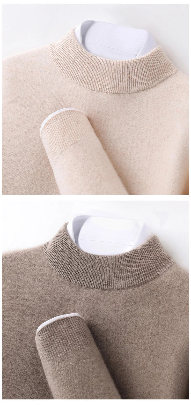 100% Pure Cashmere Men's Sweater Half High Neck Pullover Youth Business Casual Long Sleeve Jumper Spring/Autumn High-End Jacket