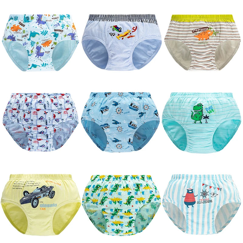 LJMOFA 1 piece Random Kid Cute Brief Cartoon Underwear Child Girl Designs Printing Strip Shorts Panties For Baby Boy 2-13Y B148