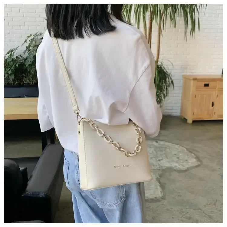 Women's Leather Fashion Senior Small Fresh Chain Bucket Bag Shoulder Crossbody Handbag Tote Bags for Women Bolsos Para Mujer