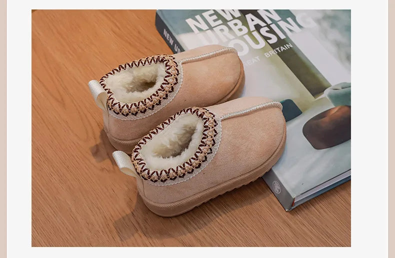Baby Warm Snow Boots Winter 2026 New Fashion Children's Ankle Boots Girls Low-top Cotton Shoes Boys Plush Suede Short Boots