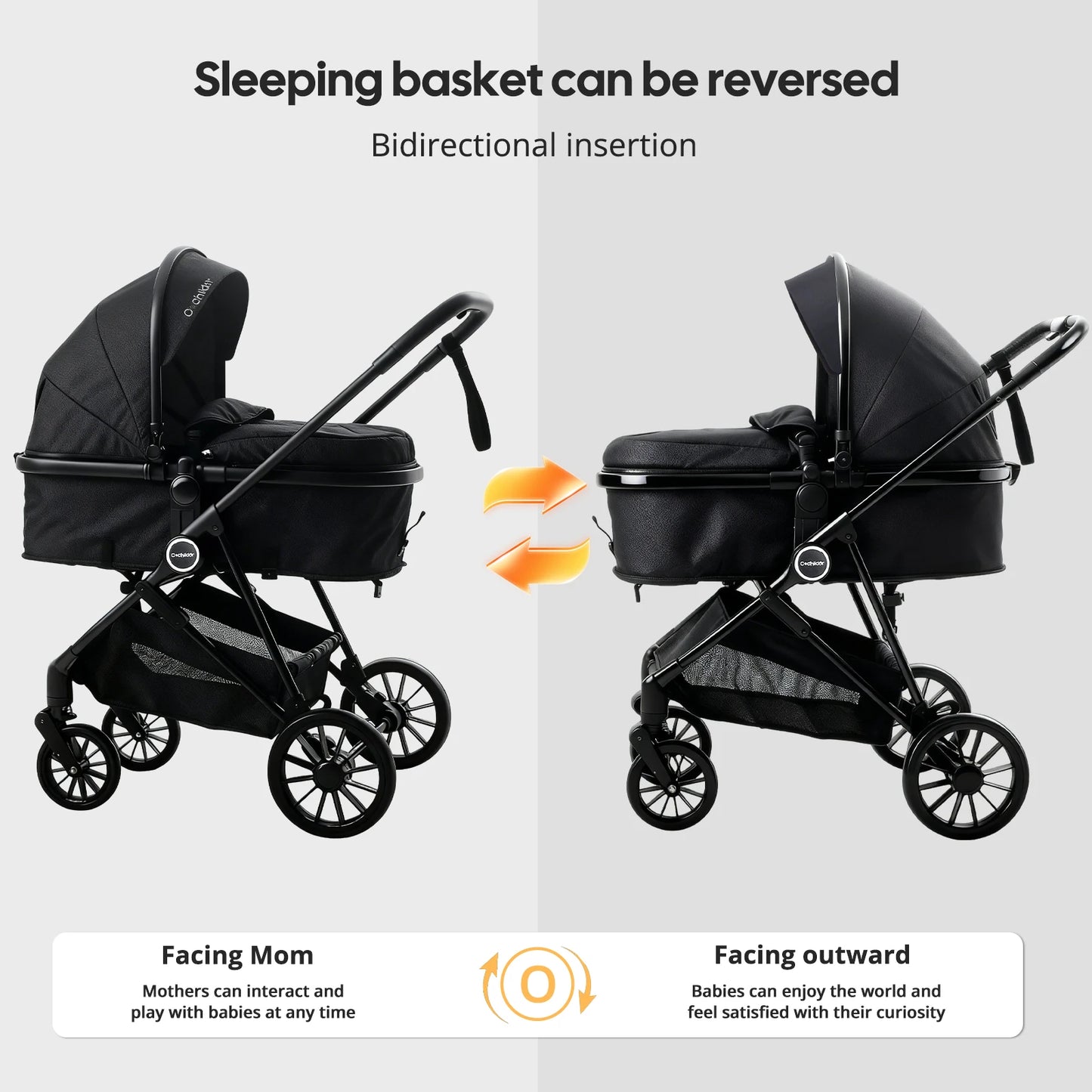 Foldable newborn stroller, Baby Stroller 2-in-1, outdoor camping vehicle, can be pushed in both directions, Christmas gifts
