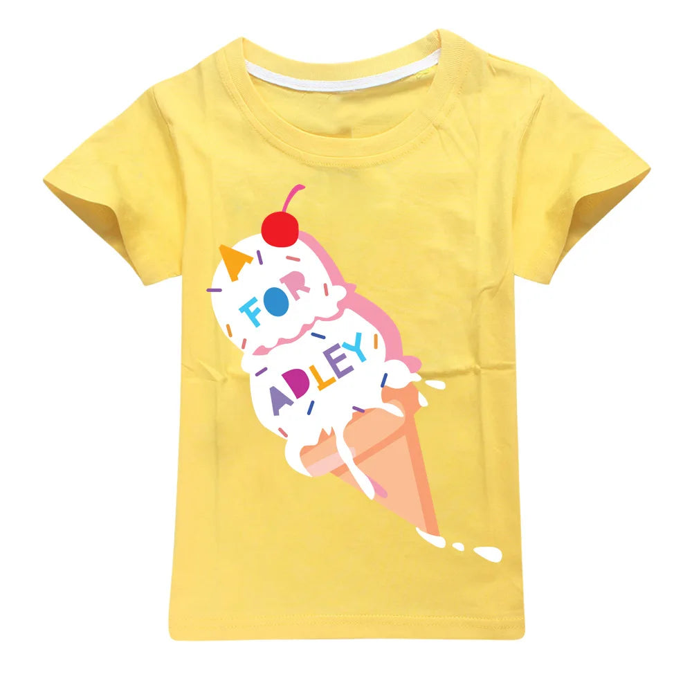 Toddler Girl Clothes Cotton Boys Graphic Top Kids Summer A for Adley T-Shirt Teenages Kawaii Clothing Baby Child Tees