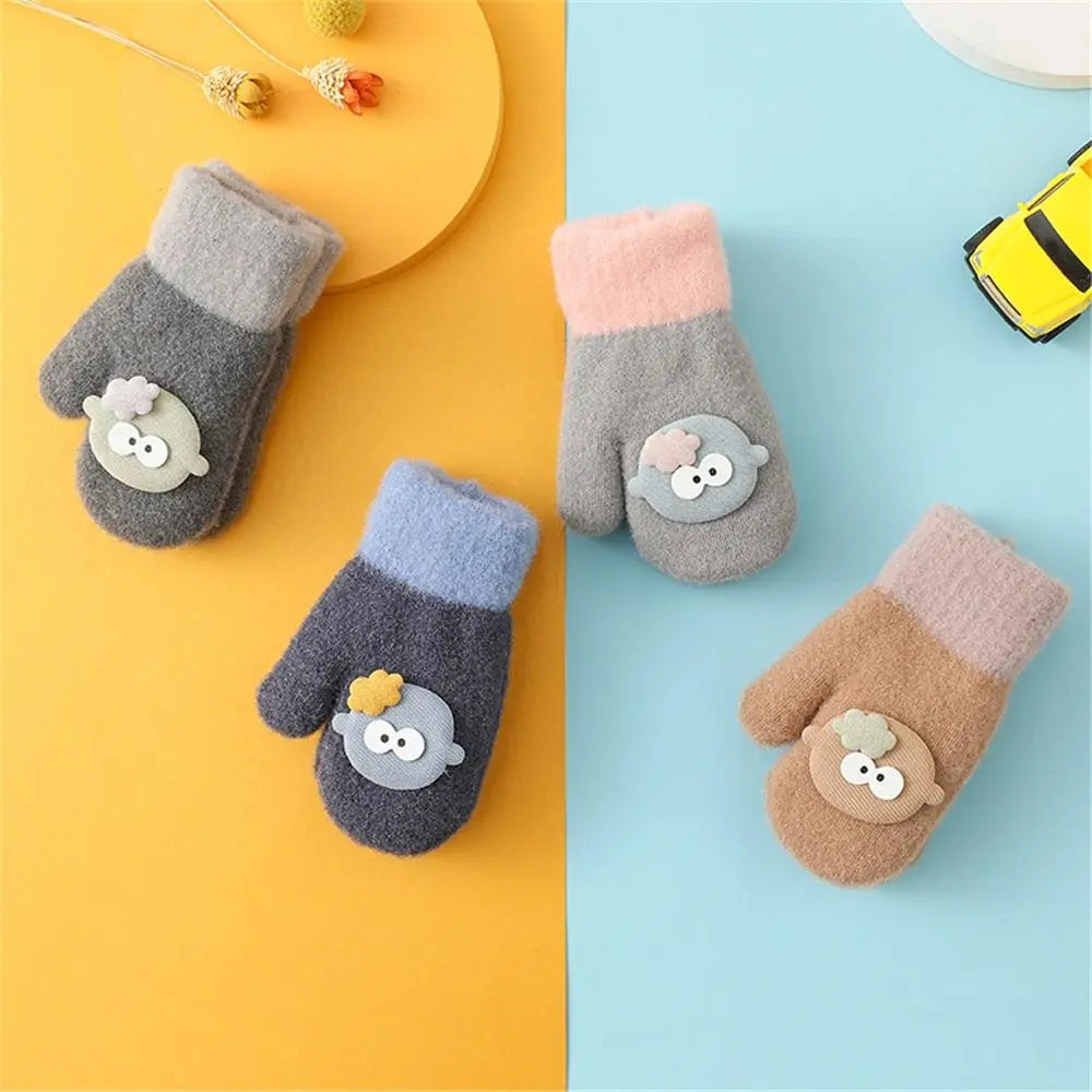 Fluffy Lining Toddler Baby Mittens Cute Soft 1-3Years Kids Baby Knitted Gloves Winter Warm Gloves for Girls Boys