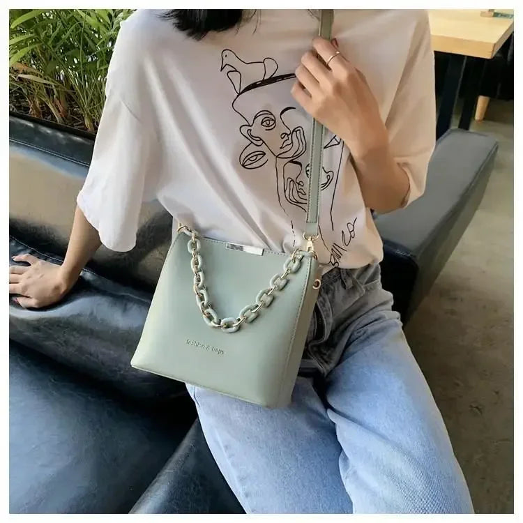 Women's Leather Fashion Senior Small Fresh Chain Bucket Bag Shoulder Crossbody Handbag Tote Bags for Women Bolsos Para Mujer