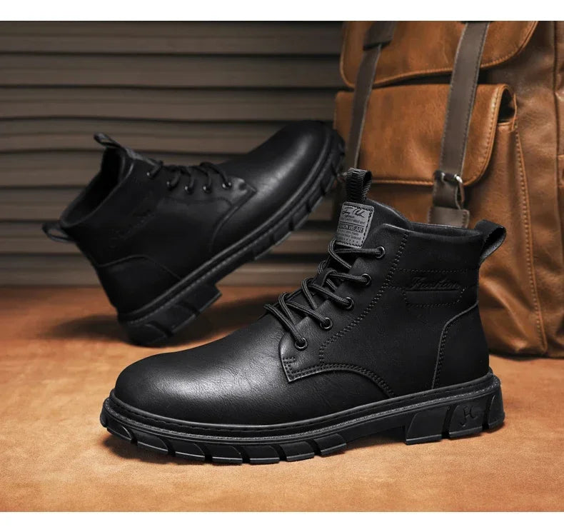 Winter Men Boots Outdoor Leather Ankle Boots Lightweight High Top Casual Boots Designer Male Work Boots Classic Handmade Boots