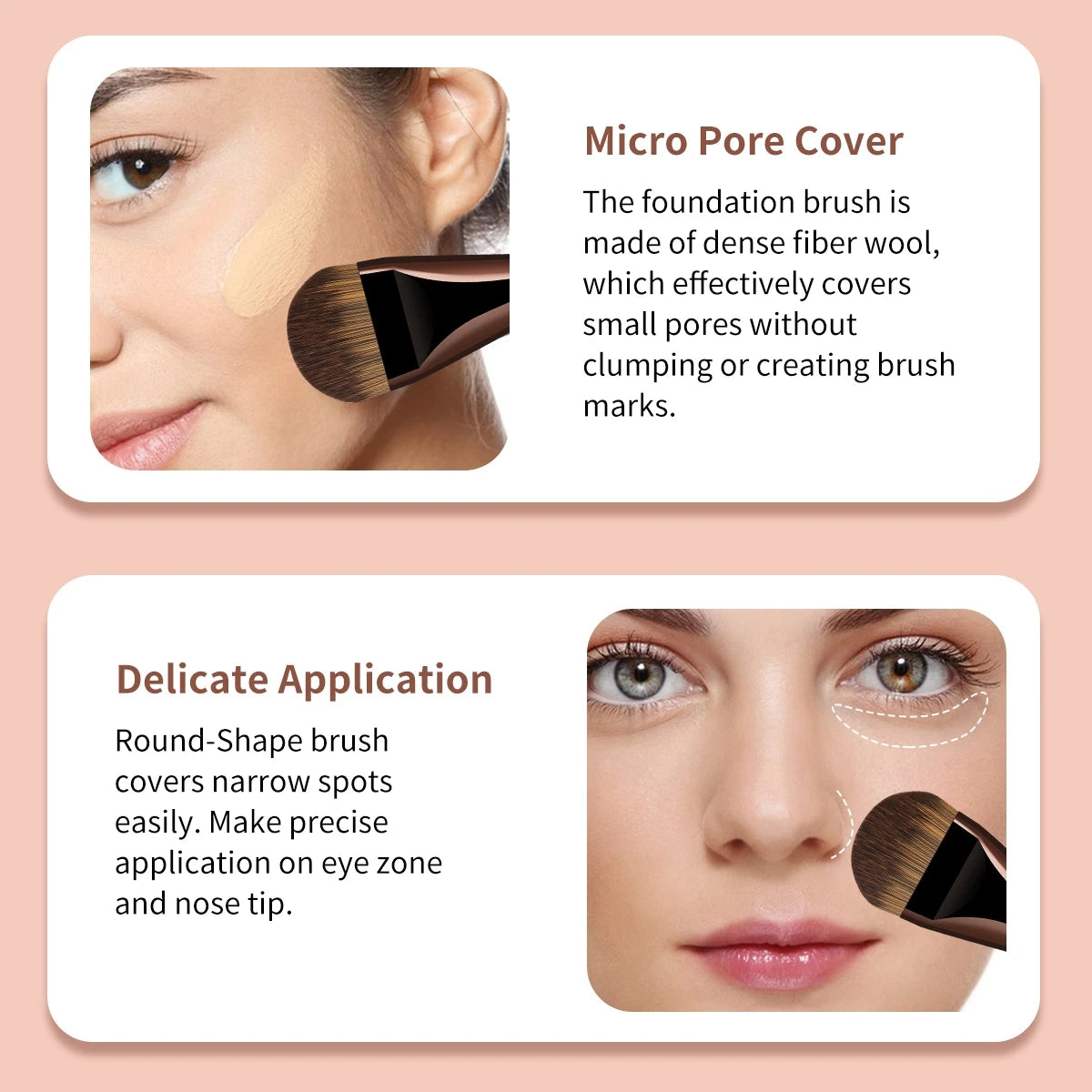 MAANGE 3pcs Makeup Brushes Aluminum Tube Makeup Brush Foundation Makeup Brush Thin Foundation Brush Kabuki Makeup Tools for Girl