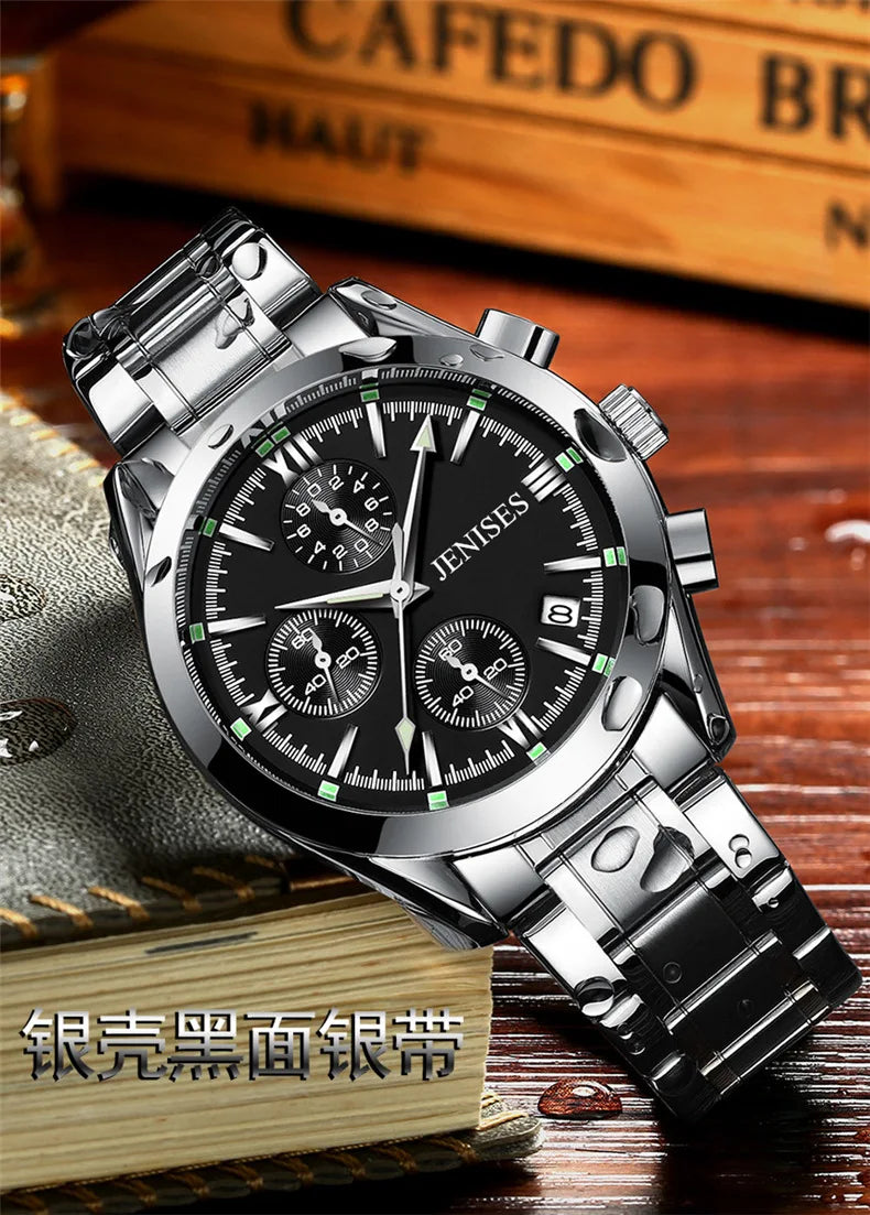 New Original Fashion Watch Waterproof Steel strap Wristwatch Business Men's Multifunctional Quartz Watch for men reloj hombre