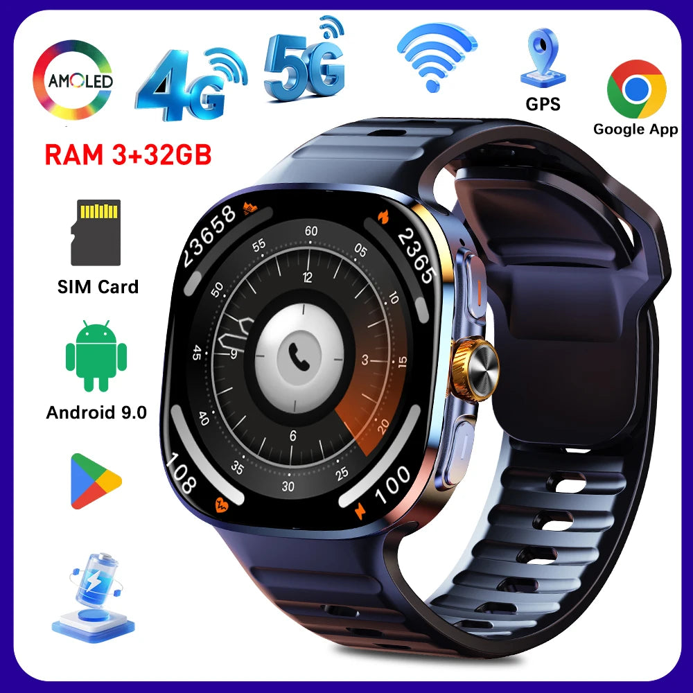 NEW Smartwatch 5G with 2.4" HD Screen 190° Rotating Camera WIFI 3D Stereo Navigation Compass NFC Bluetooth Smart Watch Men Women