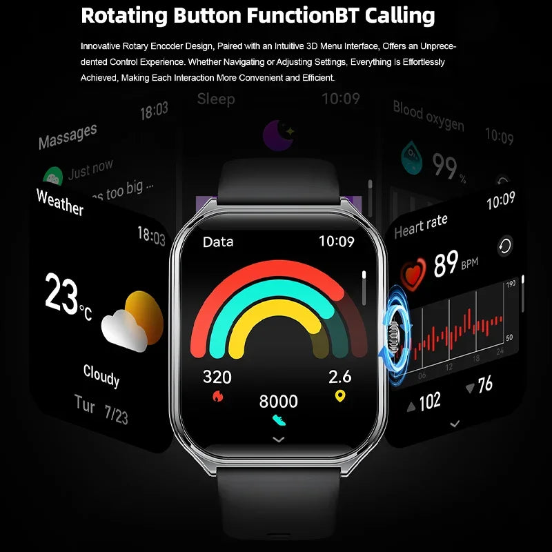 New Ultra Thin Smart Watch Men 1.96' AMOLED HD Pixel Display Always Show Time BT Call Reminder Smartwatch Ladies For Android iOS