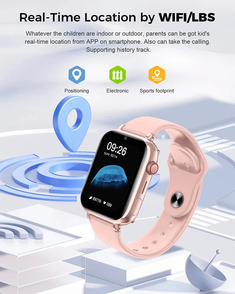 2024 4G Smart Watch Kids GPS Location WIFI Video Call SOS Waterproof Children Smartwatch Camera Monitoring Tracker Watch Girls