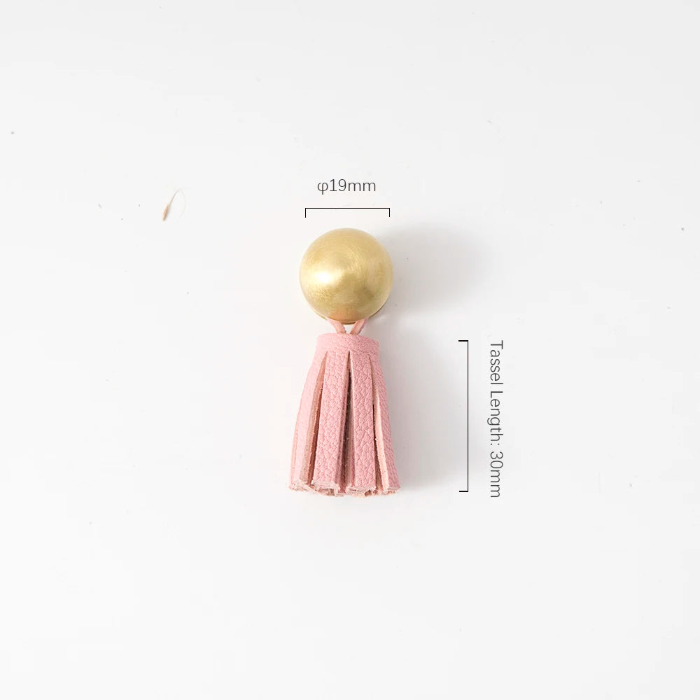 Cute Leather Tassel Knob for Kids Room Pink Cabinet Knobs Wardrobe Dresser Drawer Knobs Kitchen Cupboard  Single Hole