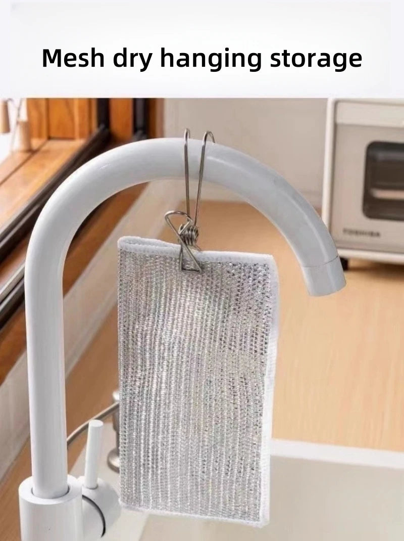 20/1pcs Magic Cleaning Cloth Thickened Double -sided Metal Steel Wire Rags Kitchen Dish Pot Washdishing Cloths Towel Clean Tools