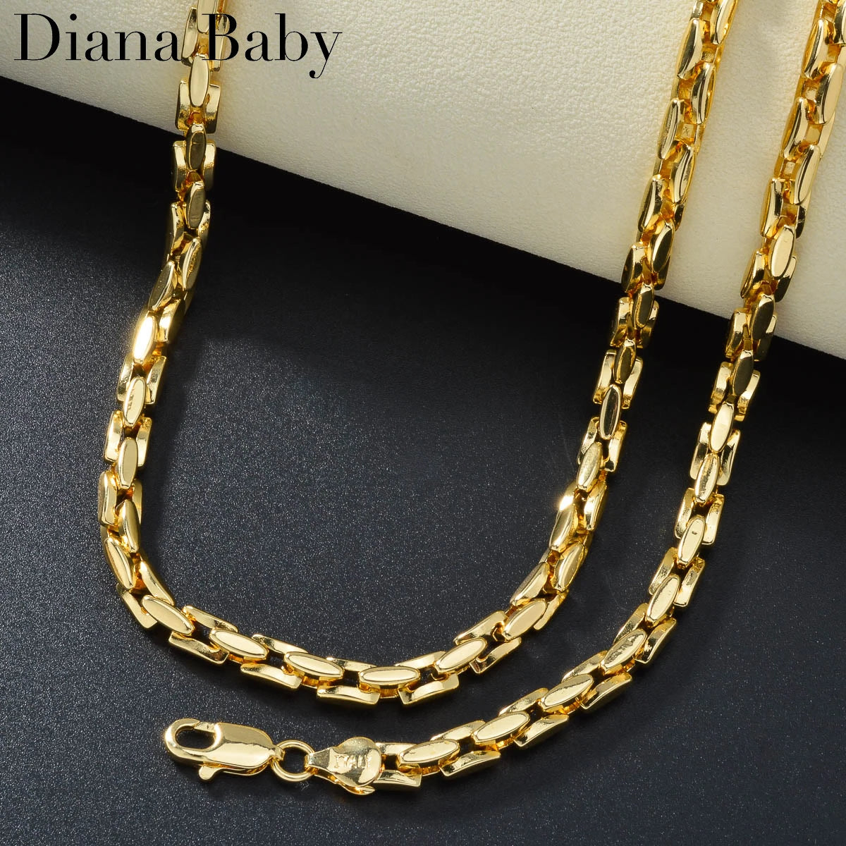 Diana Baby Fashion Snake Chains Italy 750 Copper Necklace Gold Color Bracelet Metal Jewelry Sets Men Women Luxury Accessories