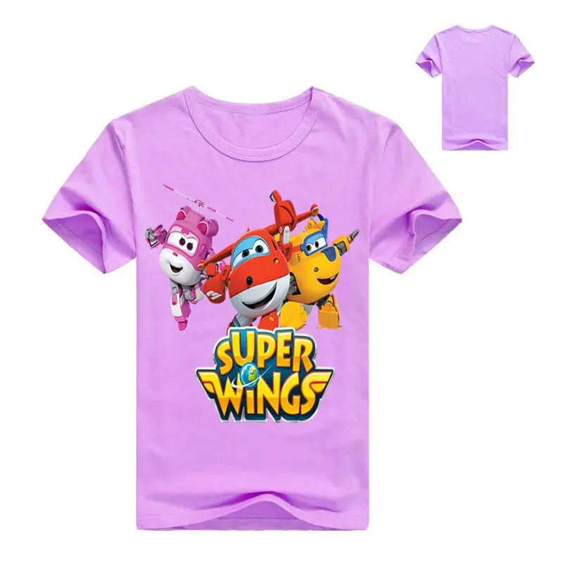 Super Wings Children Cotton Boys Summer Casual Tops Girls Short-sleeved T-shirt Graphic T Shirts Youth Clothing Toddlers Tops