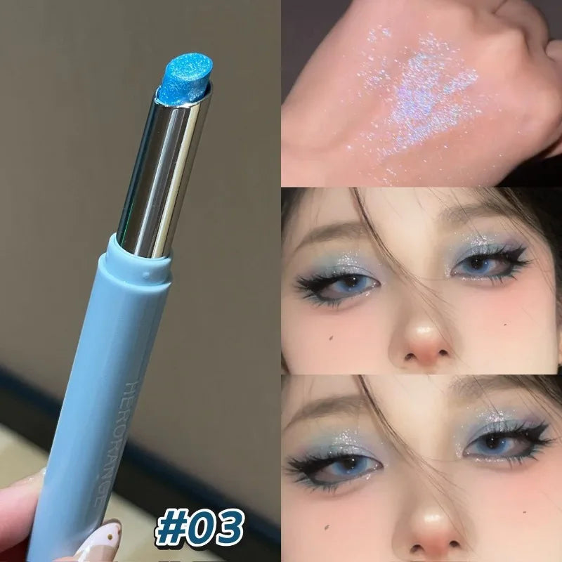 Punk Purple Metallic Eyeshadow Stick Waterproof Lasting Pearlescent Glitter Eye Shadow Highlight Eyeshadow Fine Shiny Eye Makeup