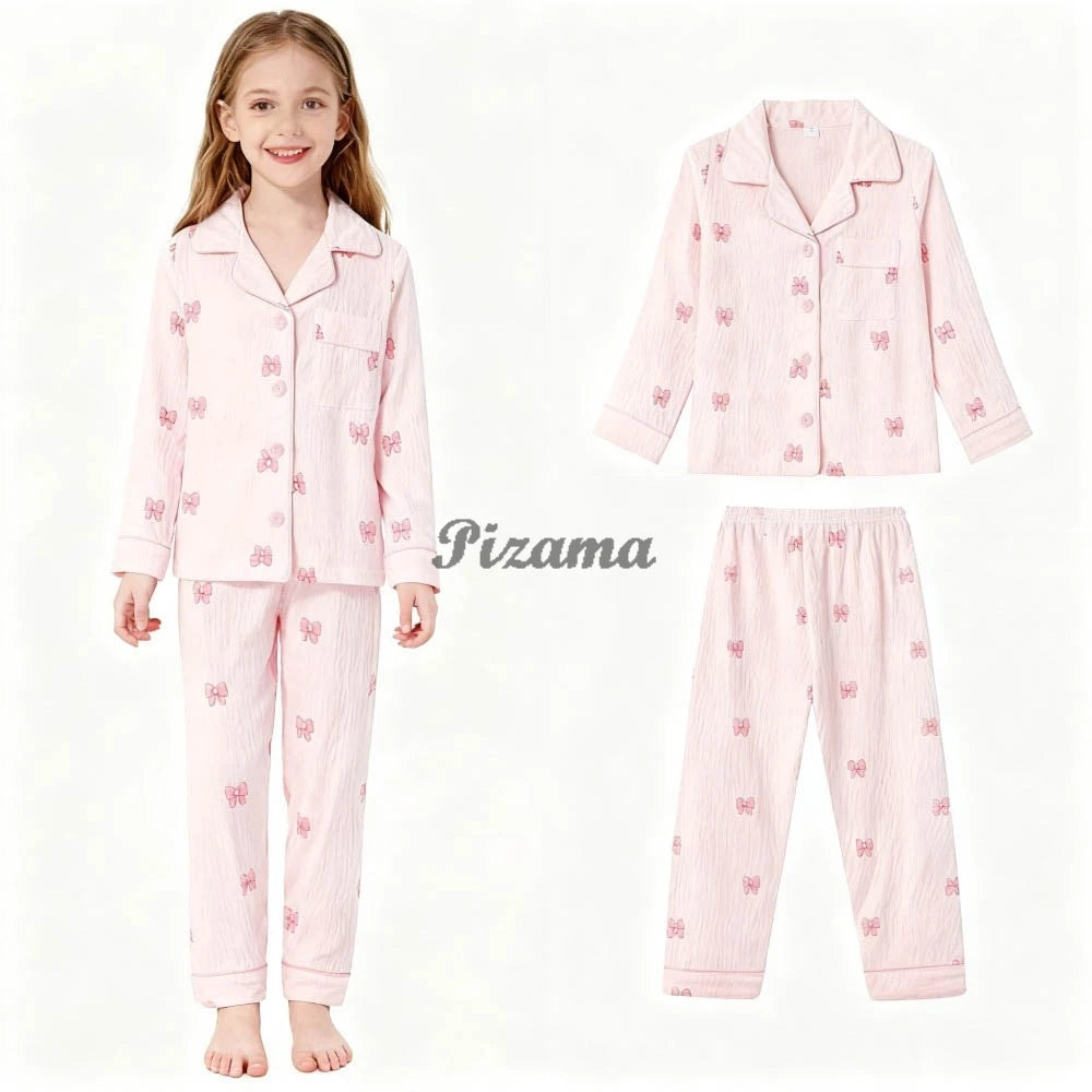 Spring Autumn Winter Teen Girls Pajamas Sets Children 2 Piece Full Sleeve Loungewear Kids Pyjamas Button Down Pijama Teen Niña