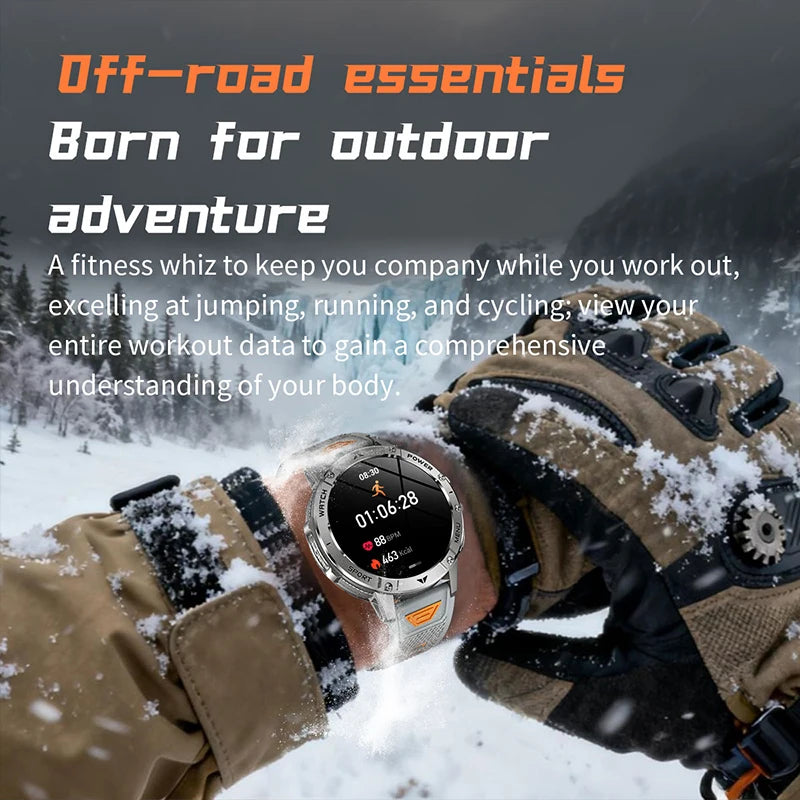 Smart Watch 1400mAh Battery 1.7'' IPS Screen 120+ Sports SOS Strobe Alarm IPX8 Waterproof LED Light BT Call Men Women Xmas Gift
