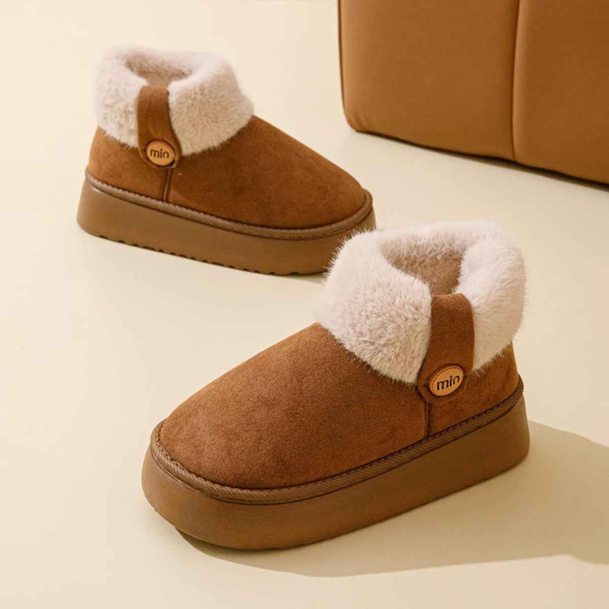 Winter New Warm Snow Boots 2025 Fur Design Women Short Boots Non-slip Light Comfortable Child Home Slippers High Top Shoe