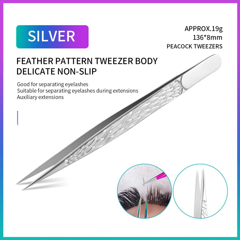 Straight False Eyelash Tweezers Stainless Steel High Precision Anti-static Eyelash Extension Tweezer Makeup Tool